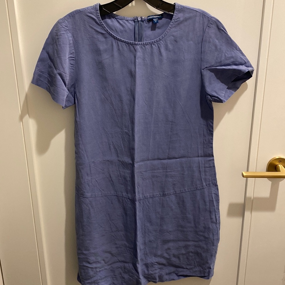 Blue dress with zipper and clasp in back